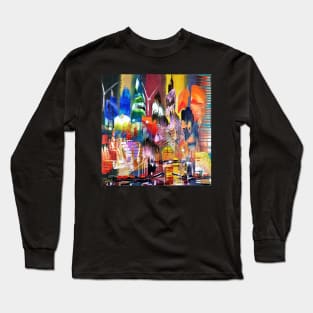 City of London Skyline Abstract Painting 795 Long Sleeve T-Shirt